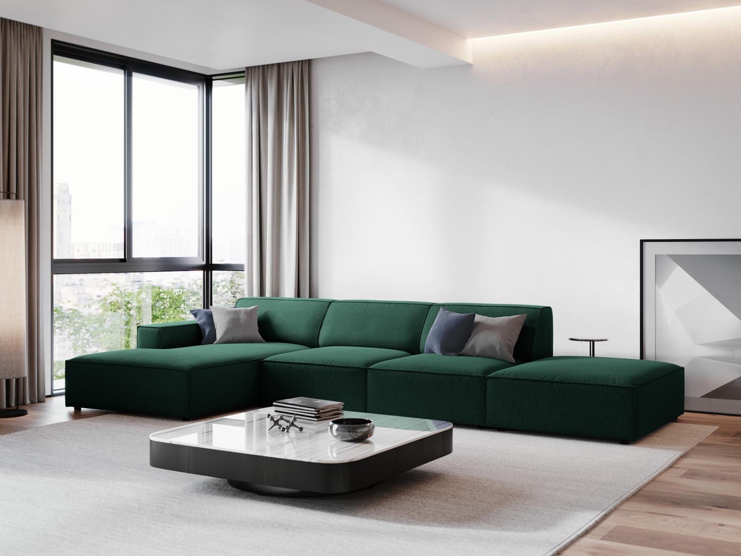 Jodie Modulares Ecksofa links 5 Sitzer in Green präsentiert im Onlineshop von KAQTU Design AG. Ecksofa links ist von Micadoni
