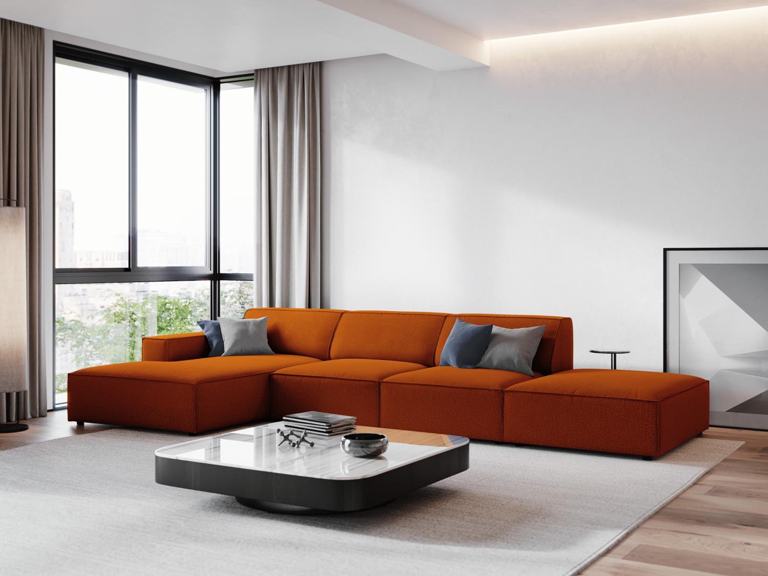 Jodie Modulares Ecksofa links 5 Sitzer in Terracotta präsentiert im Onlineshop von KAQTU Design AG. Ecksofa links ist von Micadoni