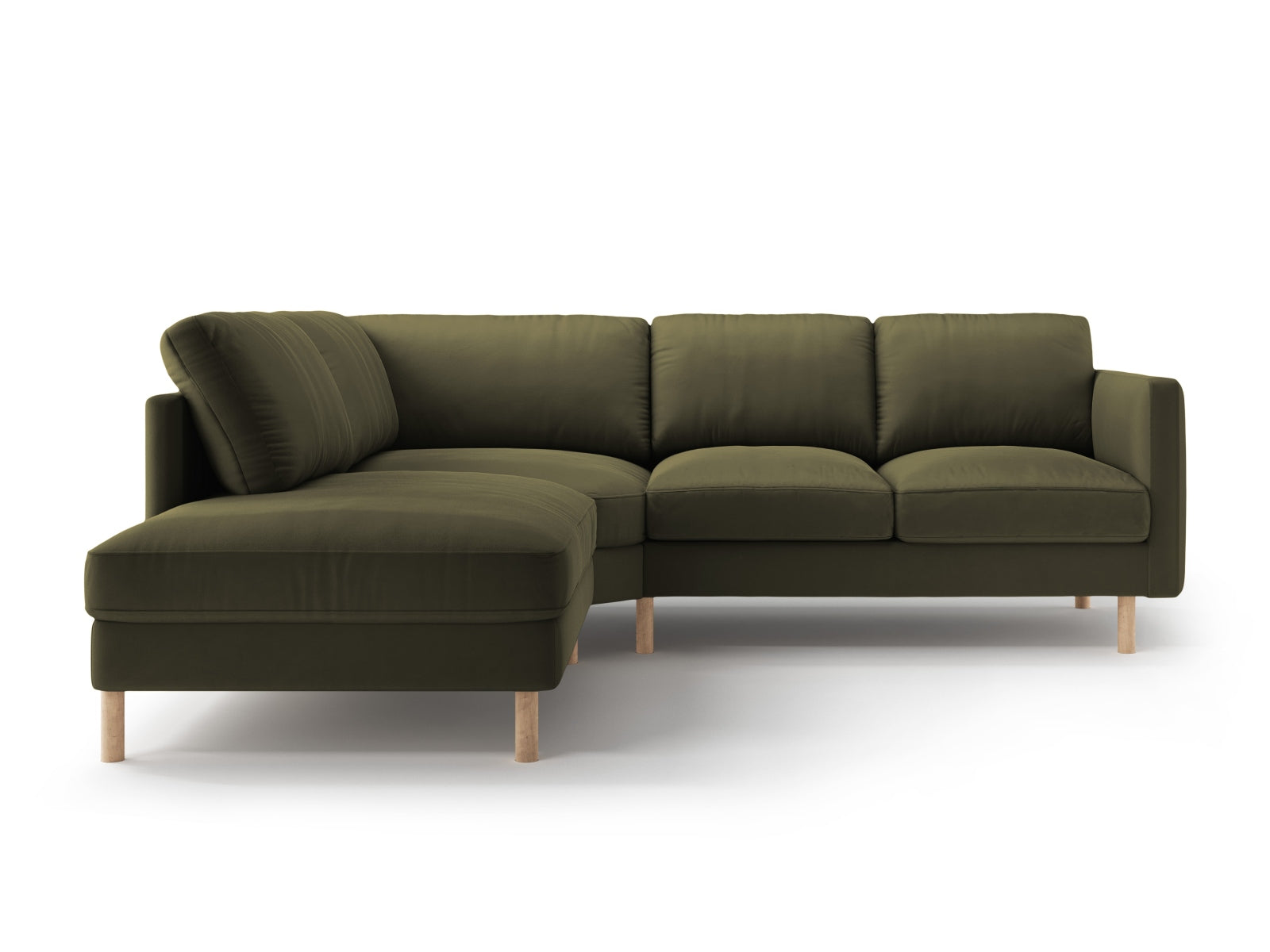 Erleben Sie das Eden Velour links Ecksofa 4-Sitzer von Micadoni: Stilvolles Velours, elegantes Design und hervorragender Sitzkomfort für Ihr Wohnzimmer.