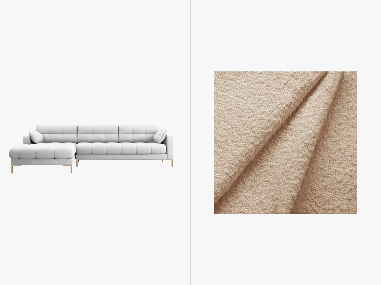 Mamaia Ecksofa links 5 Sitzer in Beige/Gold präsentiert im Onlineshop von KAQTU Design AG. Ecksofa links ist von Micadoni