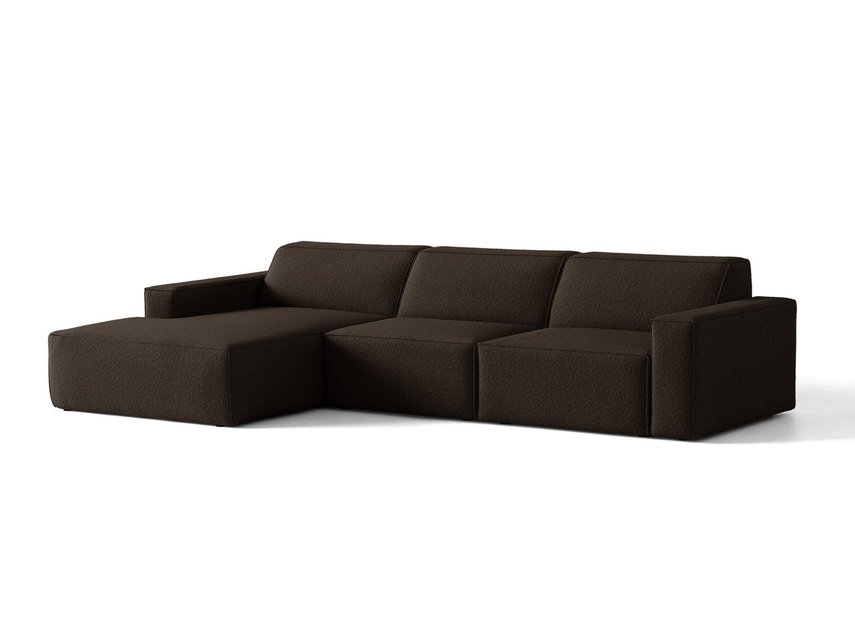 Modulares Ecksofa links Jodie von Micadoni mit Meridienne auf schwarzen Kunststoffbeinen