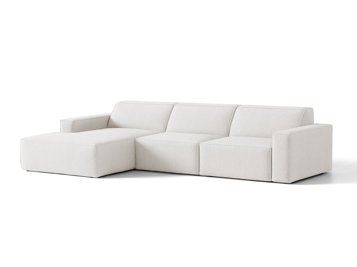Modulares Ecksofa links Jodie von Micadoni mit Meridienne auf schwarzen Kunststoffbeinen