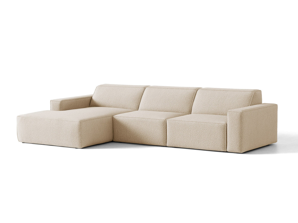 Modulares Ecksofa links Jodie von Micadoni mit Meridienne auf schwarzen Kunststoffbeinen
