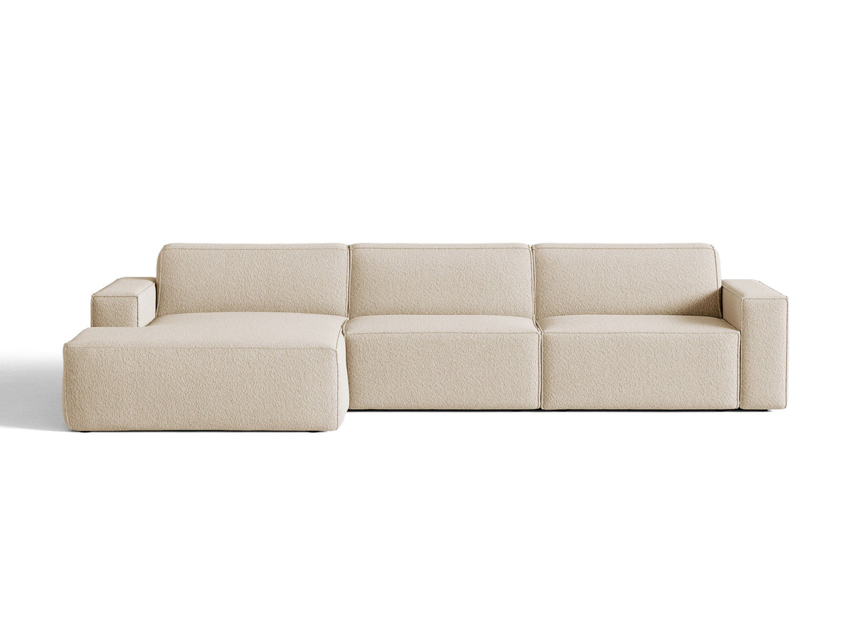 Modulares Ecksofa links Jodie von Micadoni mit Meridienne auf schwarzen Kunststoffbeinen