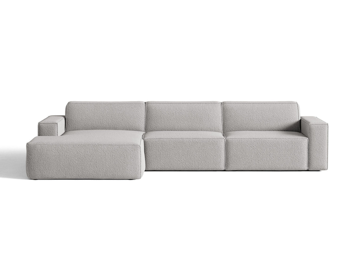 Modulares Ecksofa links Jodie von Micadoni mit Meridienne auf schwarzen Kunststoffbeinen