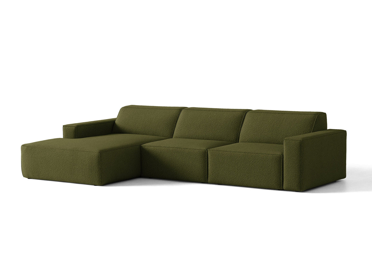 Modulares Ecksofa links Jodie von Micadoni mit Meridienne auf schwarzen Kunststoffbeinen