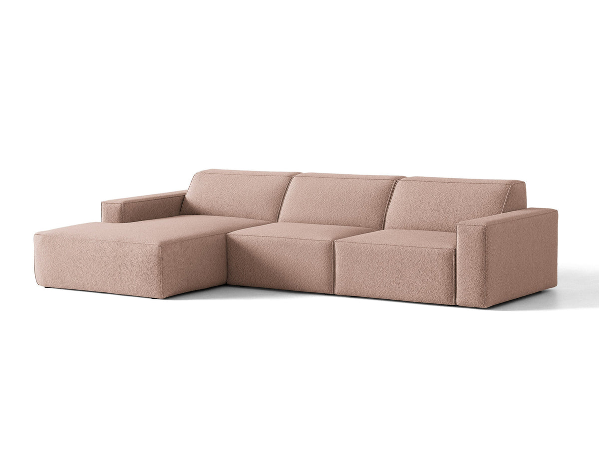Modulares Ecksofa links Jodie von Micadoni mit Meridienne auf schwarzen Kunststoffbeinen