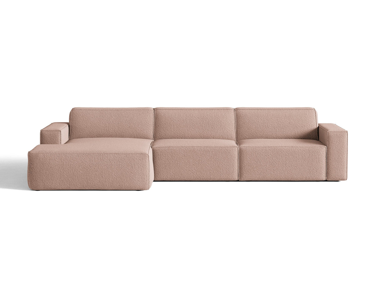 Modulares Ecksofa links Jodie von Micadoni mit Meridienne auf schwarzen Kunststoffbeinen