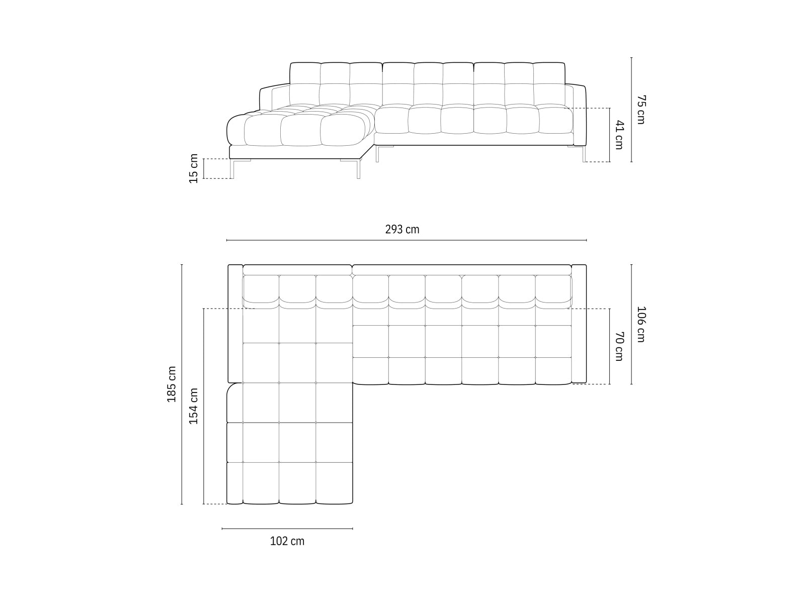 Mamaia Ecksofa links 5 Sitzer in Beige/Schwarz präsentiert im Onlineshop von KAQTU Design AG. Ecksofa links ist von Micadoni