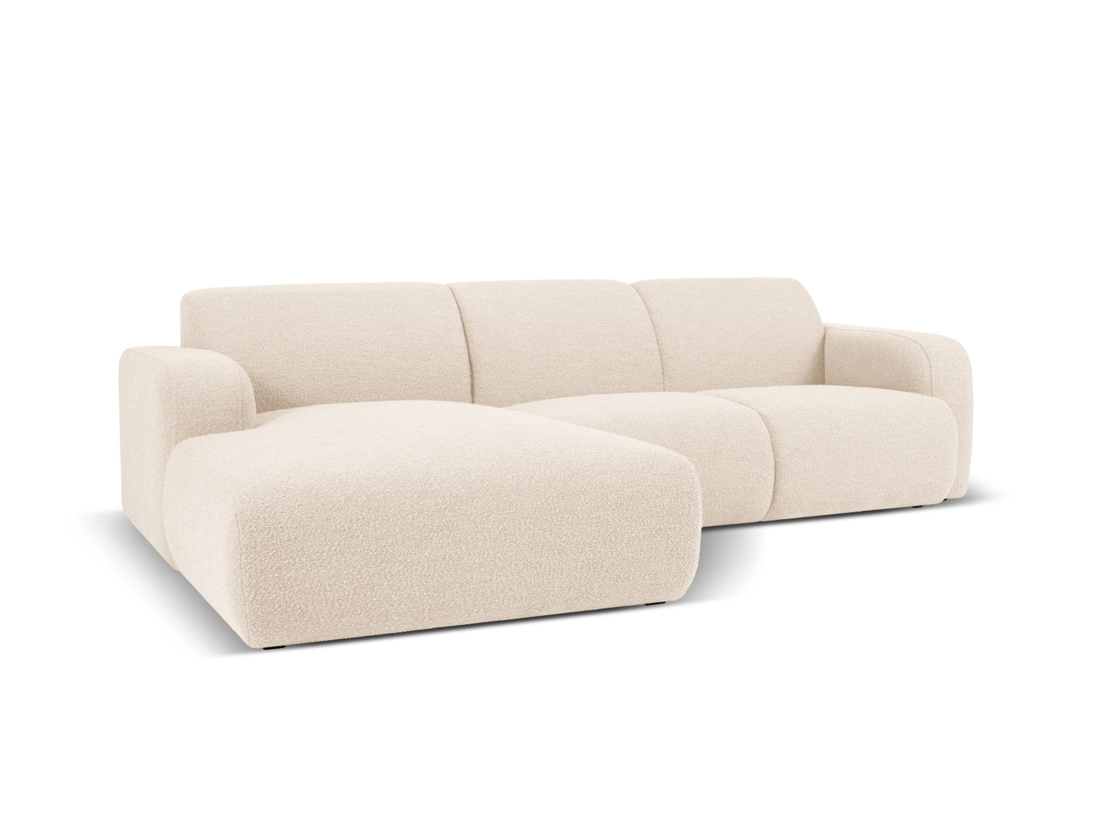 Beige Molino Boucle Ecksofa links, 4-Sitzer, stilvolles Design von Micadoni, ideal für moderne Wohnräume, bequem und elegant.