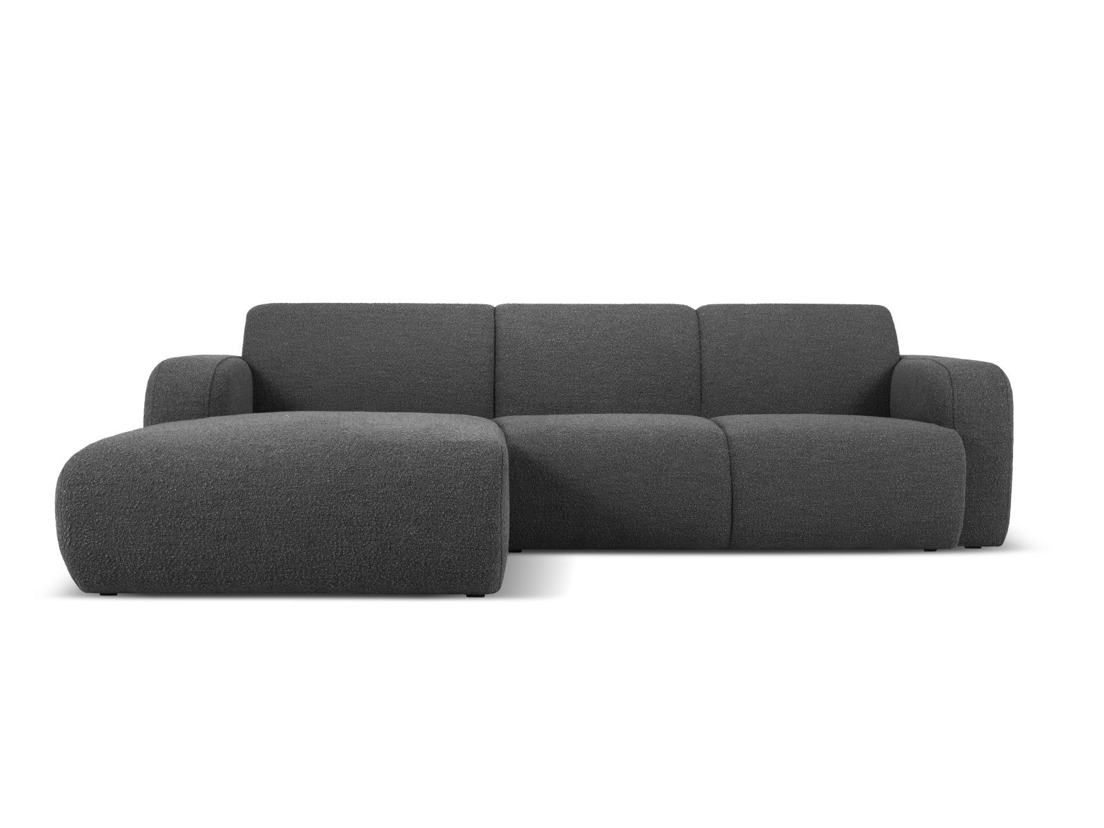 Molino Boucle Ecksofa links 4 Sitzer in Dark Grey-Baloo präsentiert im Onlineshop von KAQTU Design AG. L-Sofa links ist von Micadoni
