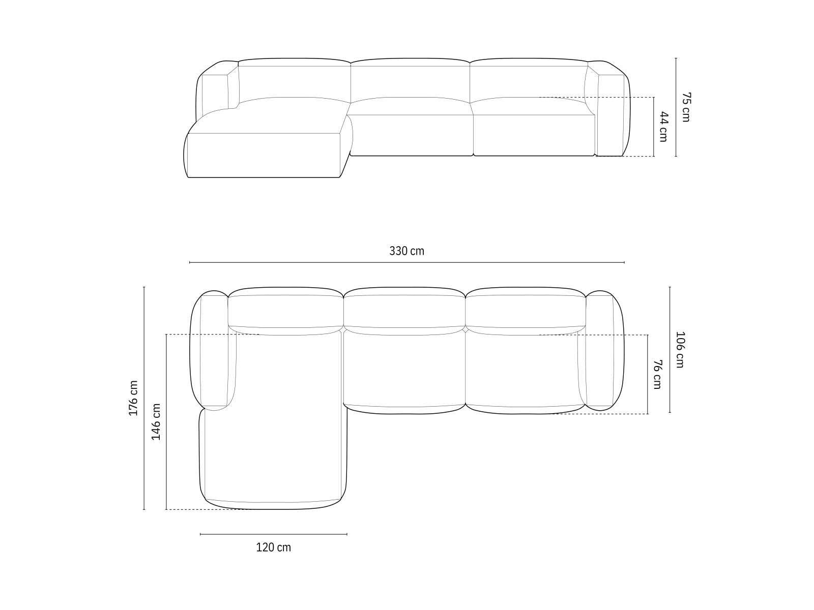 Martina Modulares Ecksofa links 3 Sitzer in Dark Beige präsentiert im Onlineshop von KAQTU Design AG. Ecksofa links ist von Micadoni