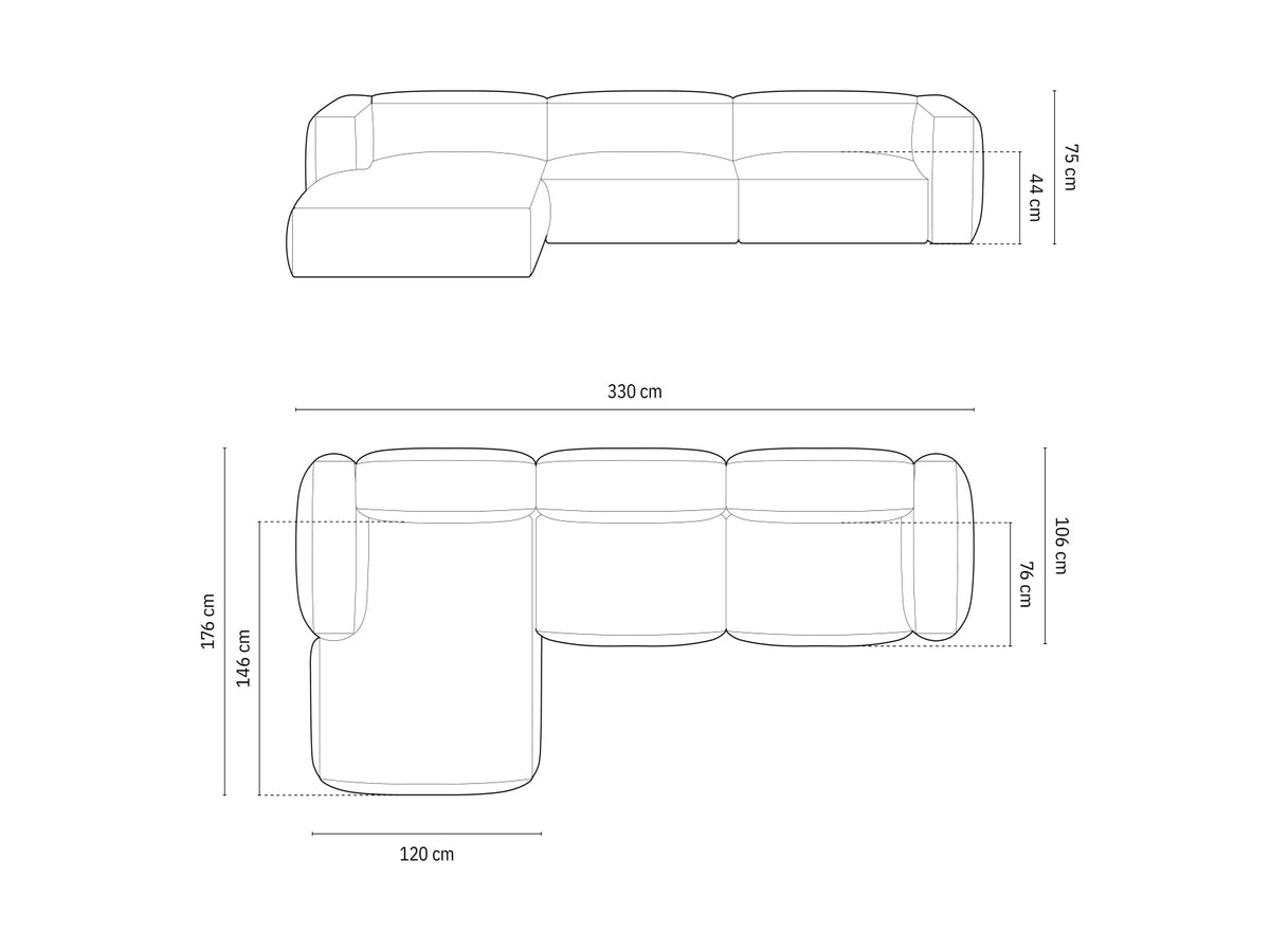 Martina Modulares Ecksofa links 3 Sitzer in Dark Beige-Vogue präsentiert im Onlineshop von KAQTU Design AG. L-Sofa links ist von Micadoni