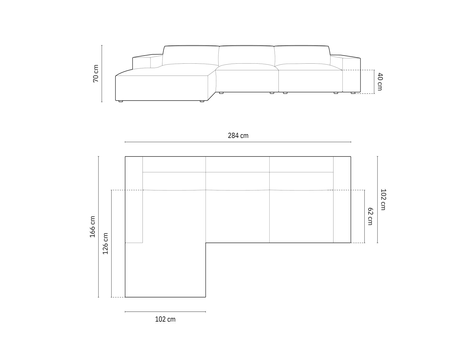 Jodie Modulares Ecksofa links 4 Sitzer in Light Grey präsentiert im Onlineshop von KAQTU Design AG. Ecksofa links ist von Micadoni