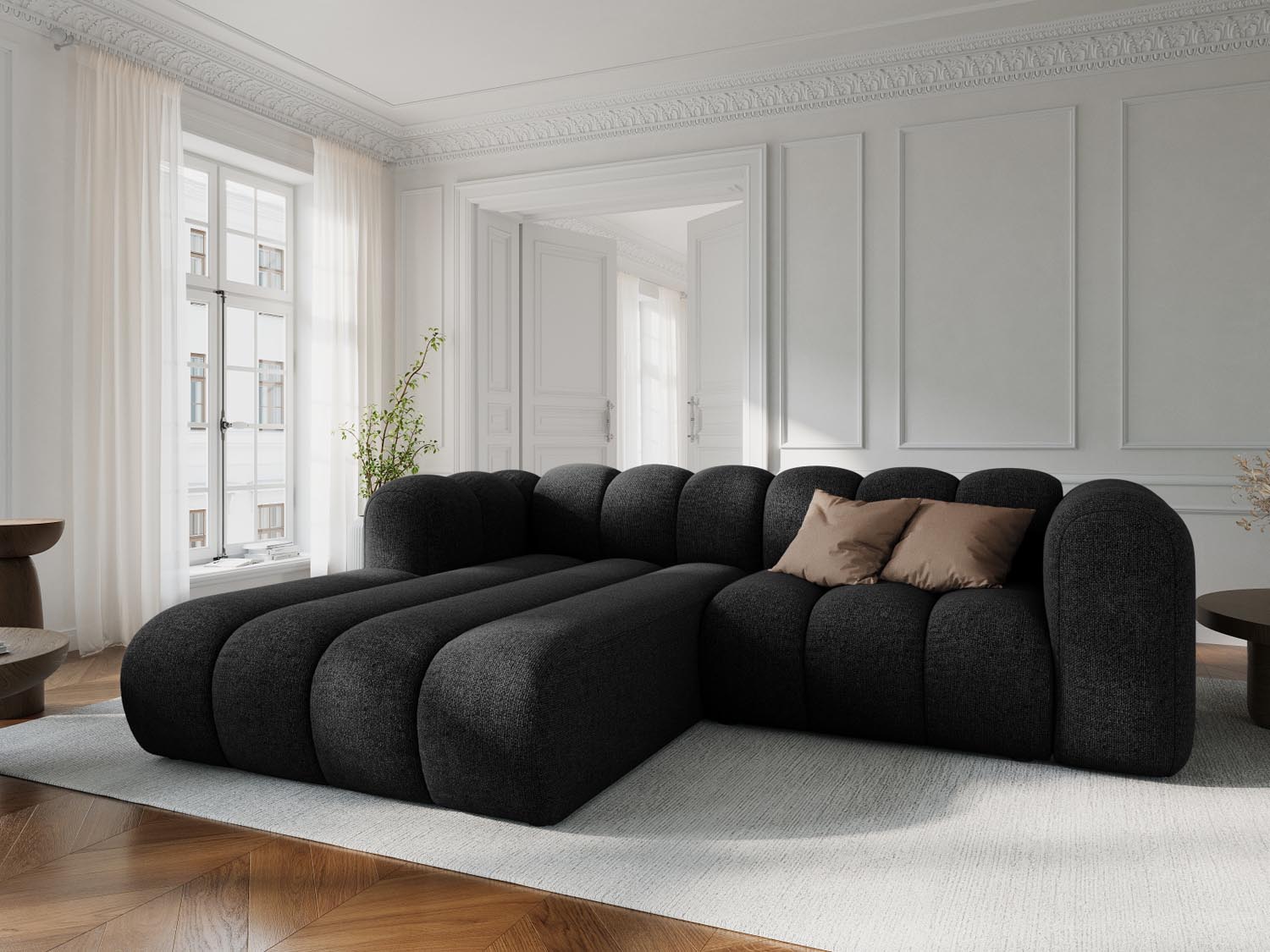 Lupine Modulares Ecksofa links 3 Sitzer in Black präsentiert im Onlineshop von KAQTU Design AG. Ecksofa links ist von Micadoni