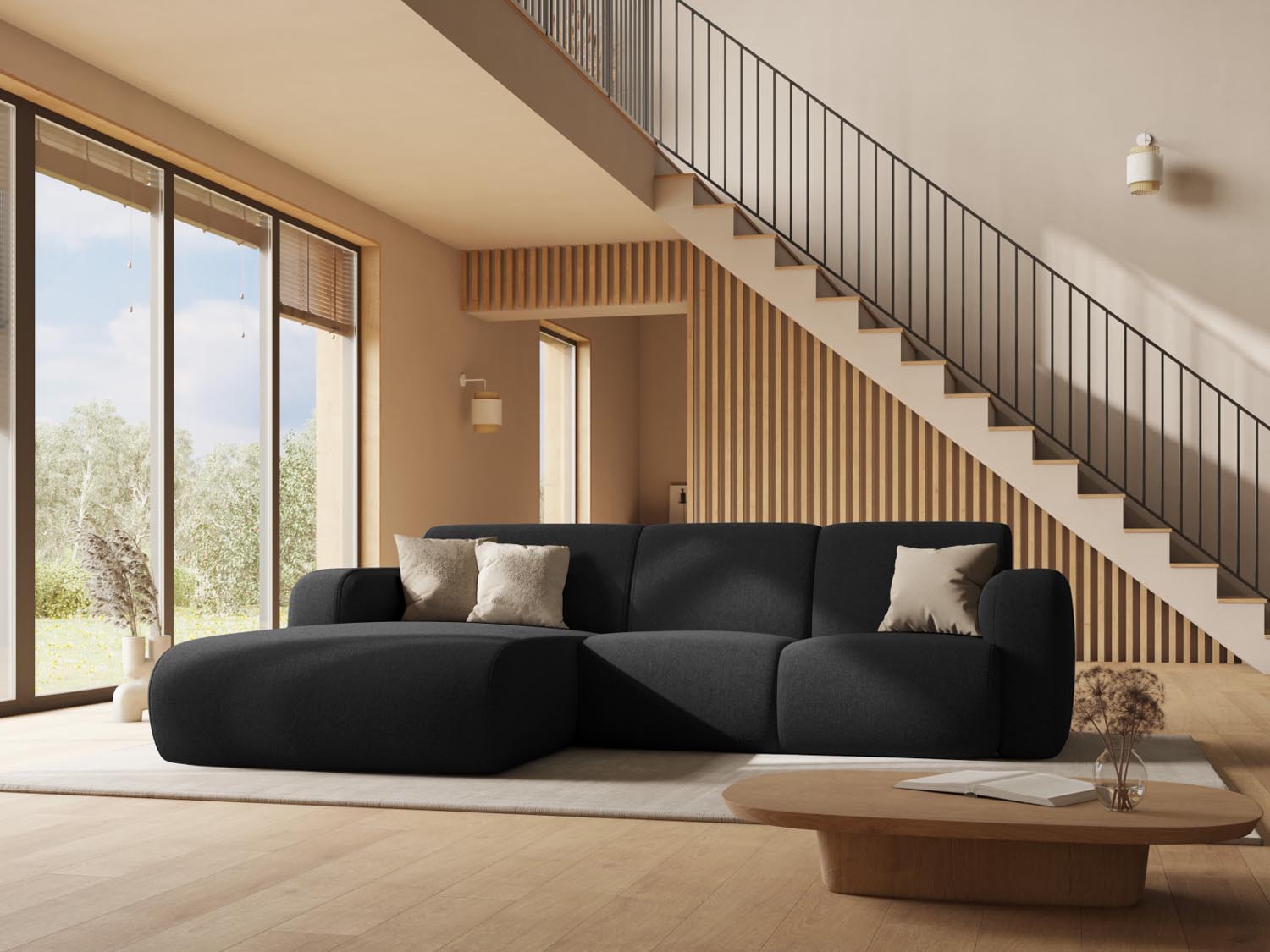 Molino Ecksofa links 4 Sitzer in Black präsentiert im Onlineshop von KAQTU Design AG. Ecksofa links ist von Micadoni