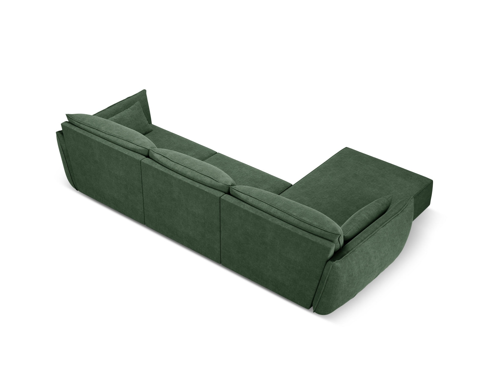 Modernes Kaelle Ecksofa links in edlem Flaschengrün, 4-Sitzer, perfekt für gemütliche und stilvolle Wohnambiente.