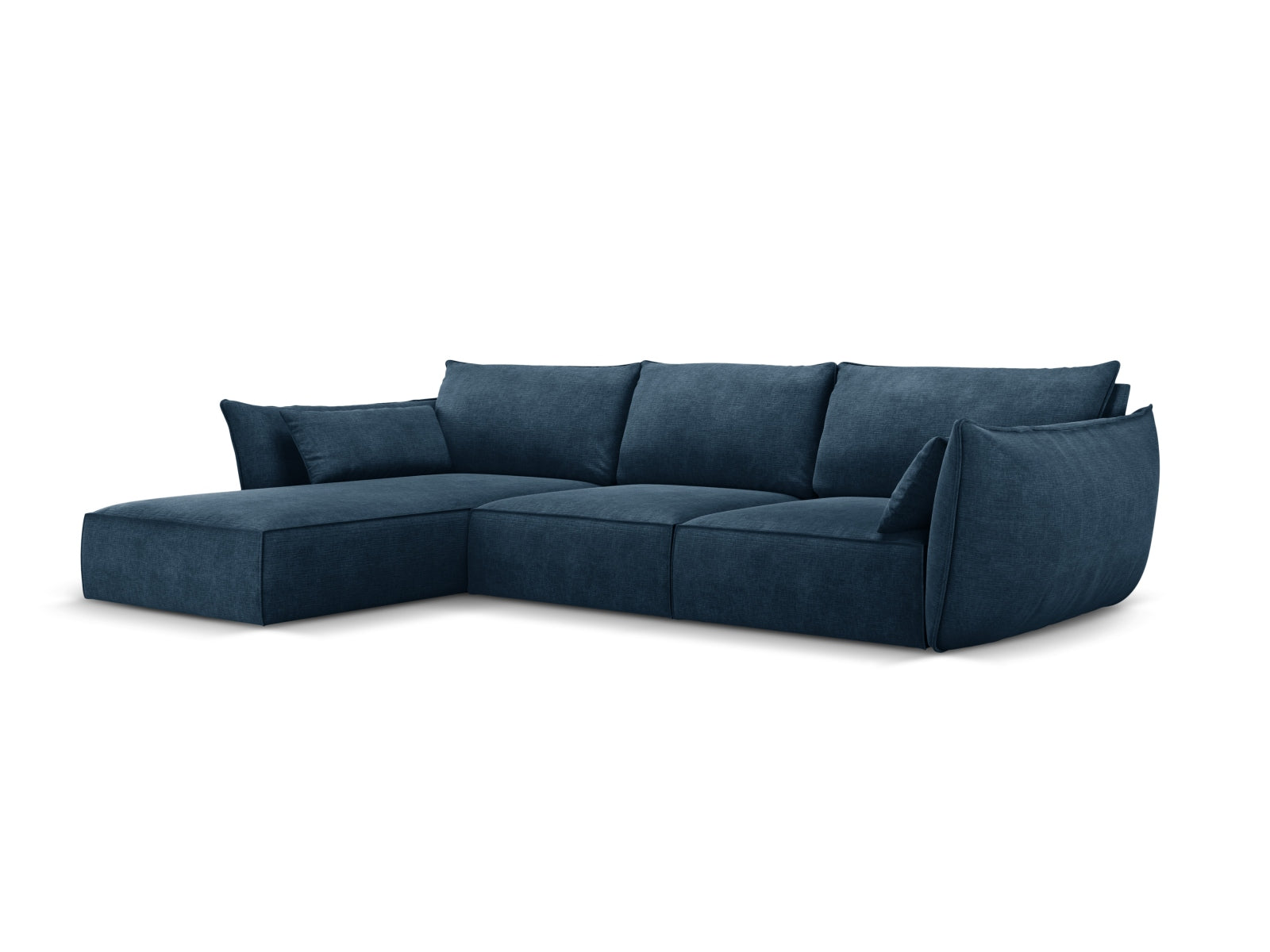 Elegantes Kaelle Ecksofa links in Royal Blue, 4-Sitzer, ideal für stilvolle Wohnräume. Hochwertige Verarbeitung von Micadoni.