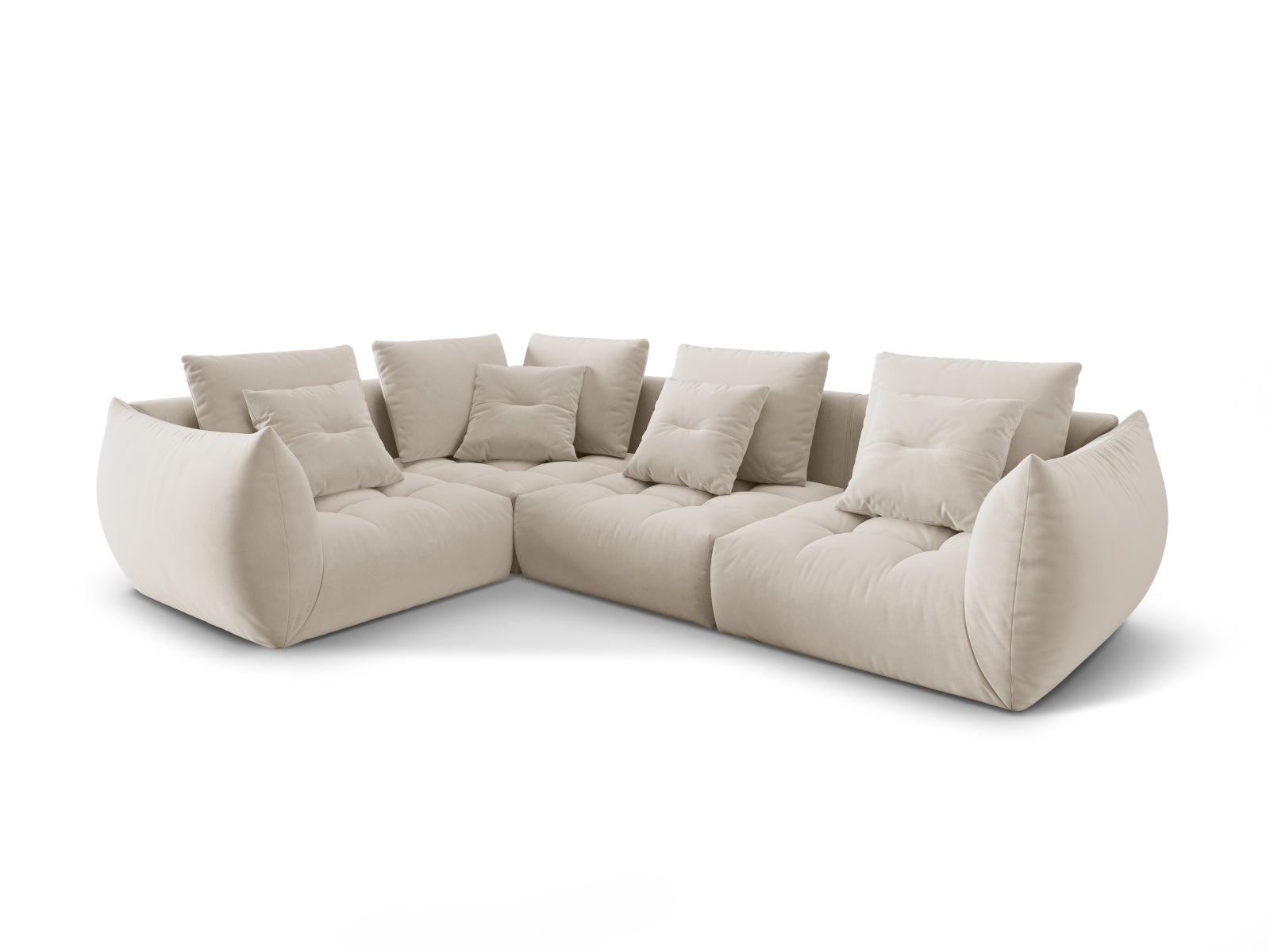 Entdecken Sie das elegante Bloom Velour Modular Ecksofa links von Micadoni – ein 3-Sitzer im trendigen Boho-Stil, ideal für Ihr Zuhause. Wählen Sie aus zahlreichen Farben!