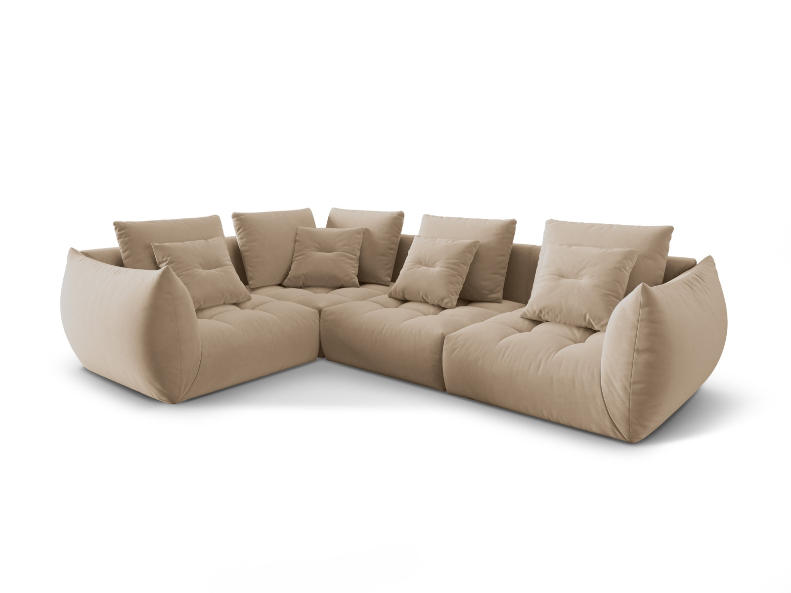 Entdecken Sie das elegante Bloom Velour Modular Ecksofa links von Micadoni – ein 3-Sitzer im trendigen Boho-Stil, ideal für Ihr Zuhause. Wählen Sie aus zahlreichen Farben!