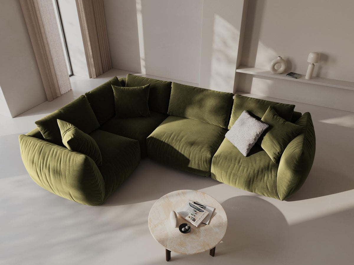 Chris Velour links Ecksofa 4 Sitzer in Light Green-Casino präsentiert im Onlineshop von KAQTU Design AG. Ecksofa links ist von Micadoni