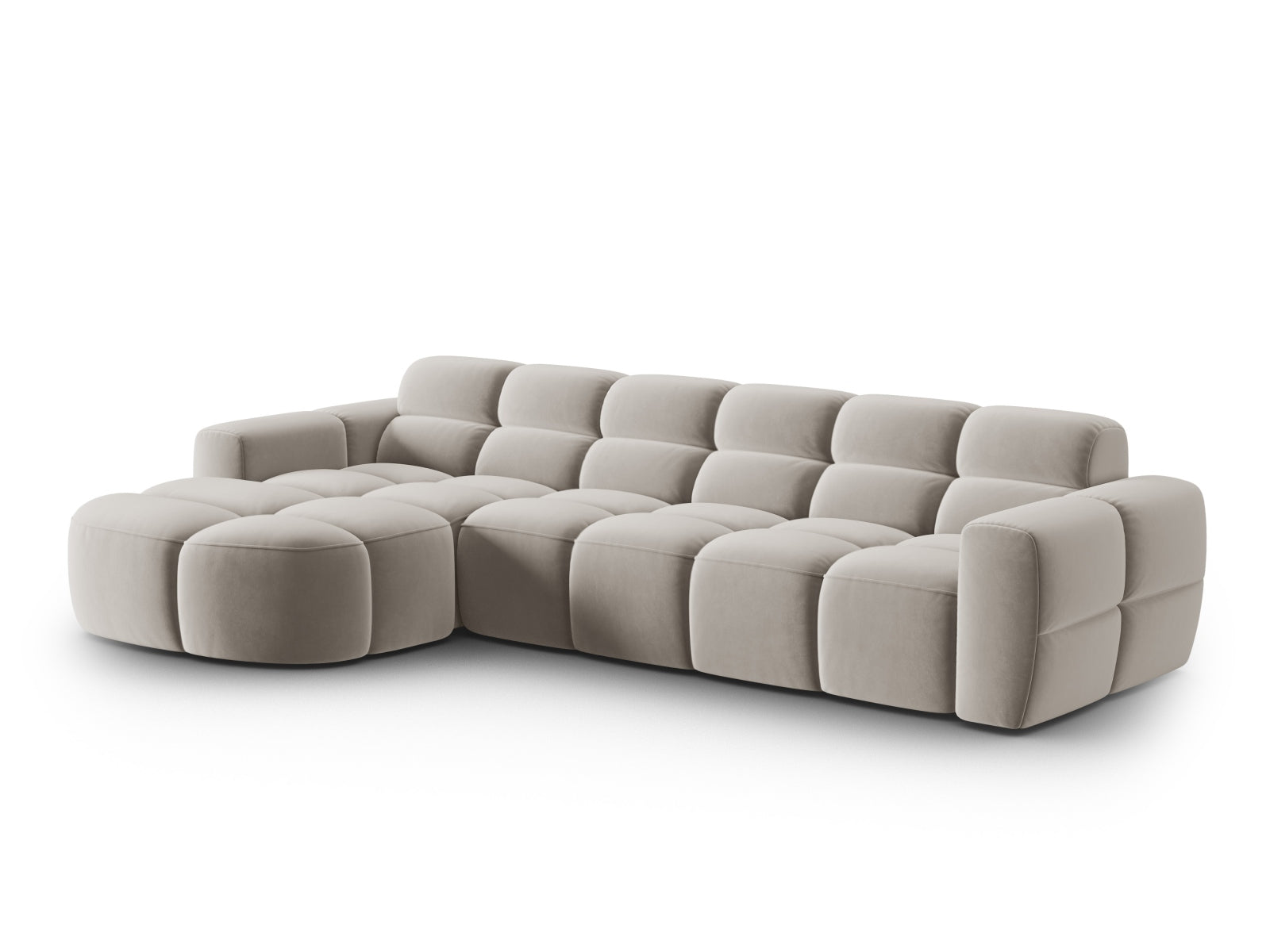 Lisa Velour links Ecksofa 4 Sitzer in Light Beige präsentiert im Onlineshop von KAQTU Design AG. Ecksofa links ist von Micadoni