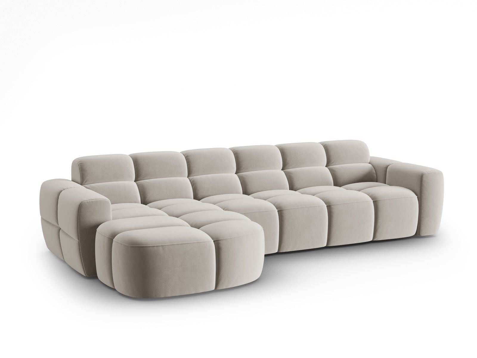 Lisa Velour links Ecksofa 4 Sitzer in Light Beige präsentiert im Onlineshop von KAQTU Design AG. Ecksofa links ist von Micadoni