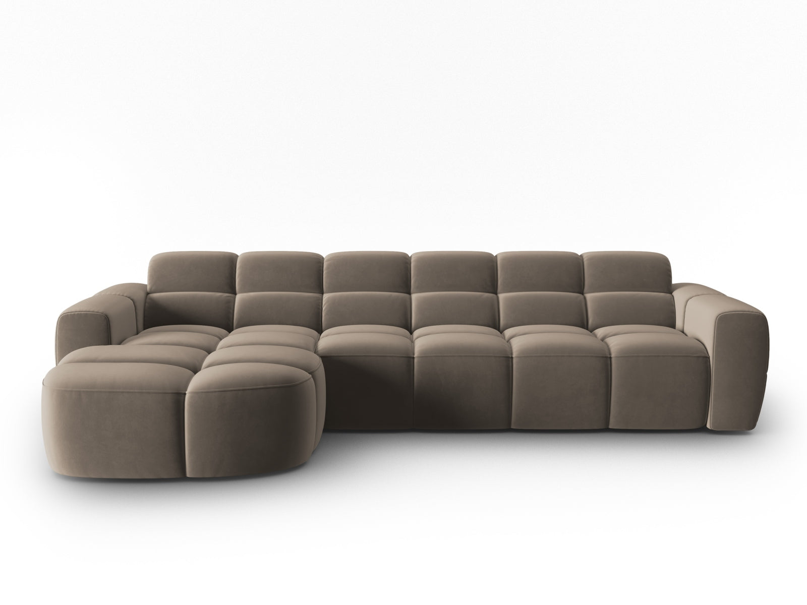 Lisa Velour links Ecksofa 4 Sitzer in Light Brown präsentiert im Onlineshop von KAQTU Design AG. Ecksofa links ist von Micadoni
