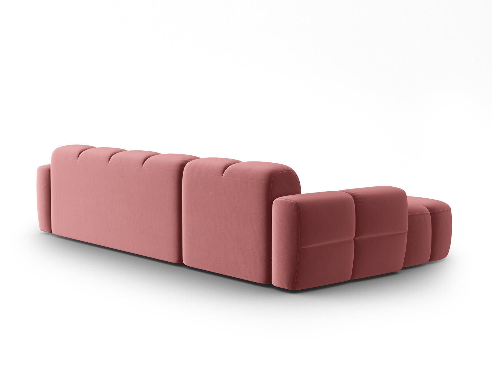 Lisa Velour links Ecksofa 4 Sitzer in Flamingo präsentiert im Onlineshop von KAQTU Design AG. Ecksofa links ist von Micadoni