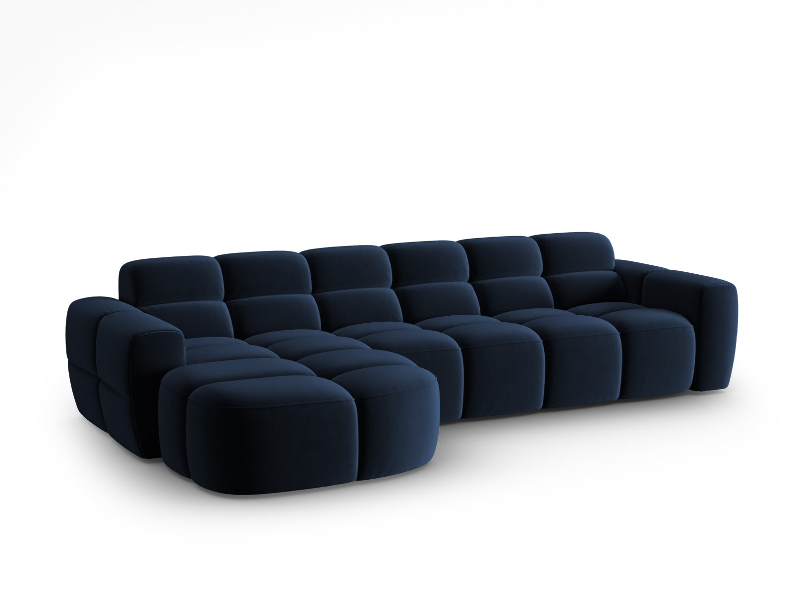 Lisa Velour links Ecksofa 4 Sitzer in Royal Blue präsentiert im Onlineshop von KAQTU Design AG. Ecksofa links ist von Micadoni