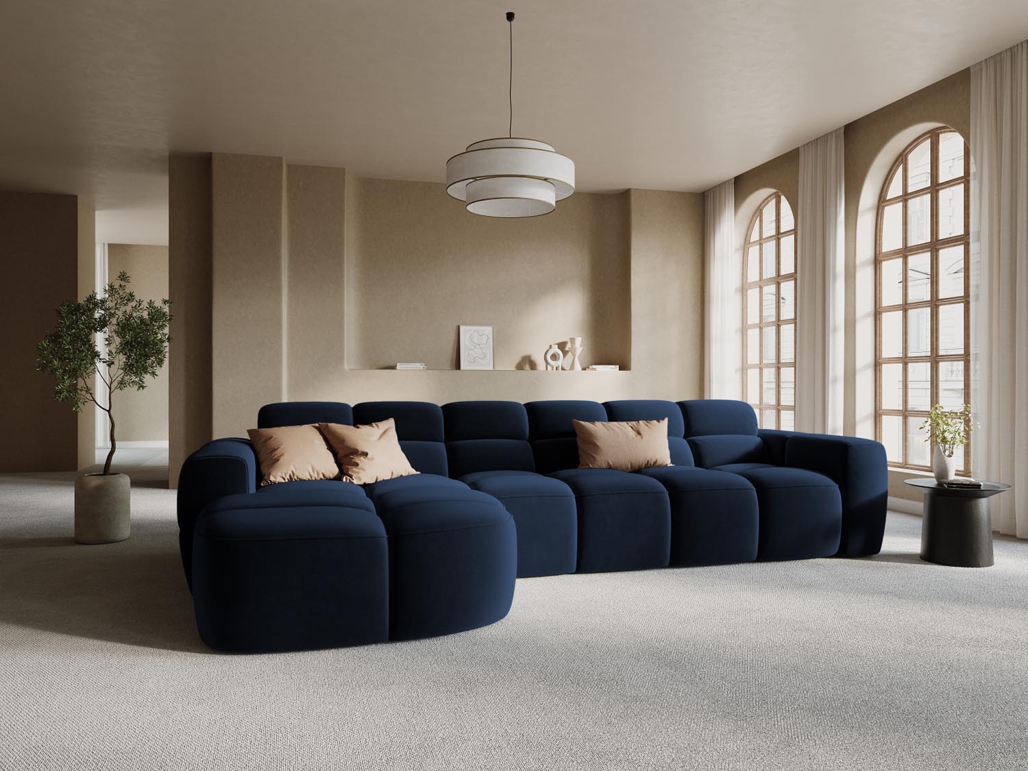 Lisa Velour links Ecksofa 4 Sitzer in Royal Blue präsentiert im Onlineshop von KAQTU Design AG. Ecksofa links ist von Micadoni
