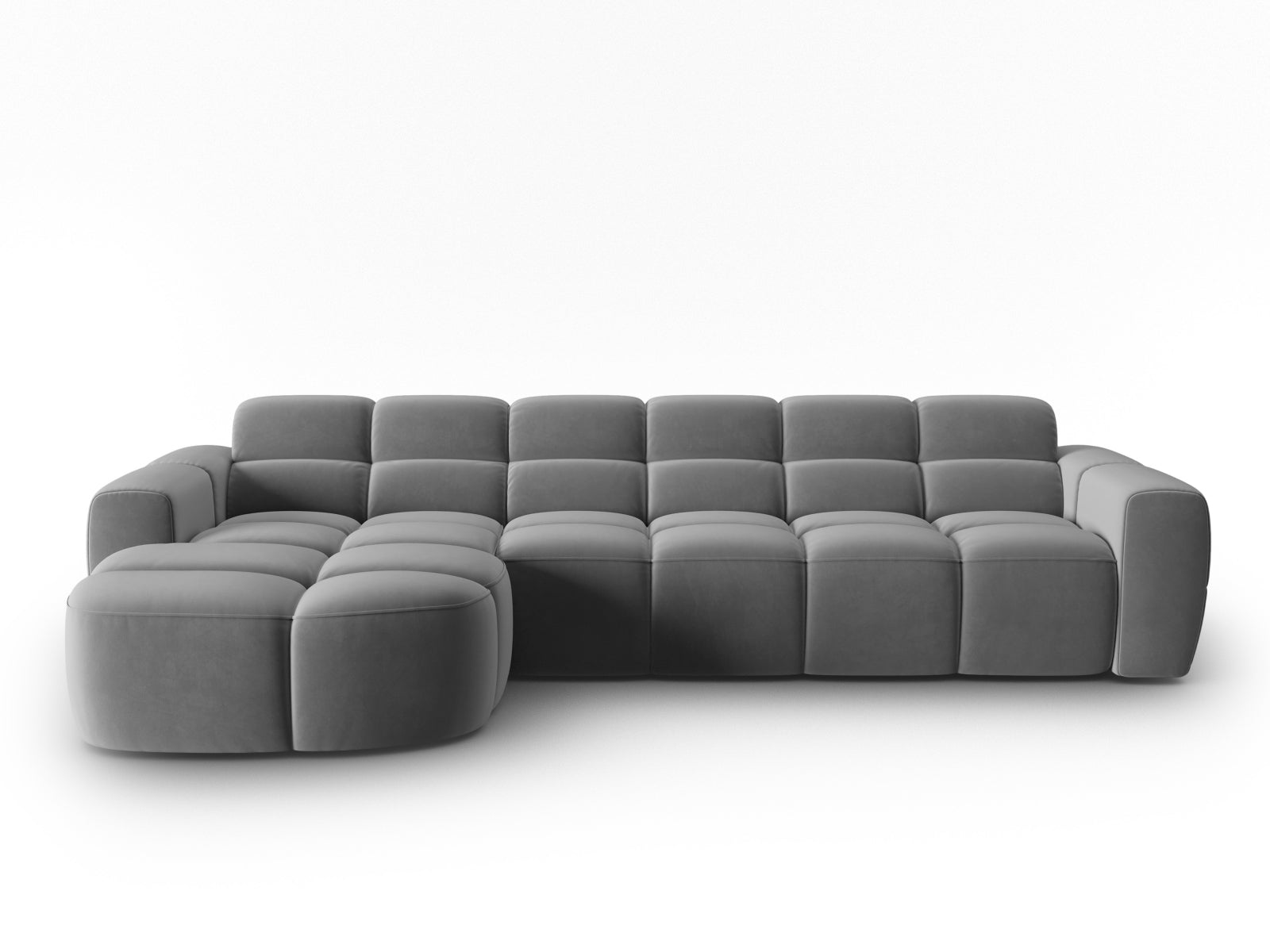 Lisa Velour links Ecksofa 4 Sitzer in Light Grey präsentiert im Onlineshop von KAQTU Design AG. Ecksofa links ist von Micadoni