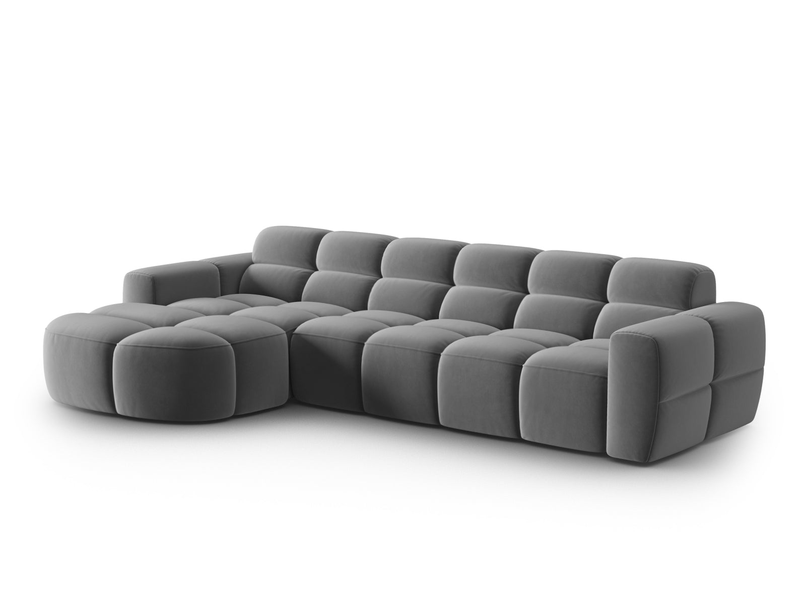 Lisa Velour links Ecksofa 4 Sitzer in Light Grey präsentiert im Onlineshop von KAQTU Design AG. Ecksofa links ist von Micadoni