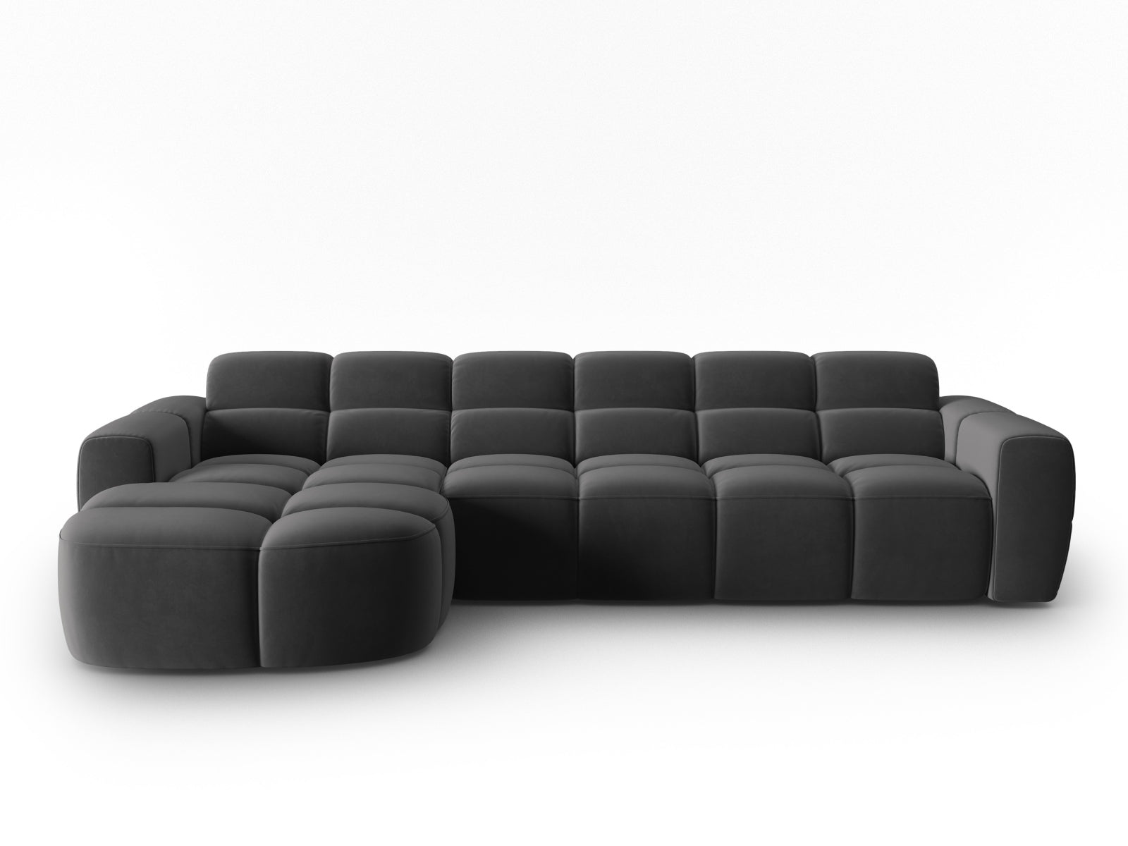 Lisa Velour links Ecksofa 4 Sitzer in Dark Grey präsentiert im Onlineshop von KAQTU Design AG. Ecksofa links ist von Micadoni