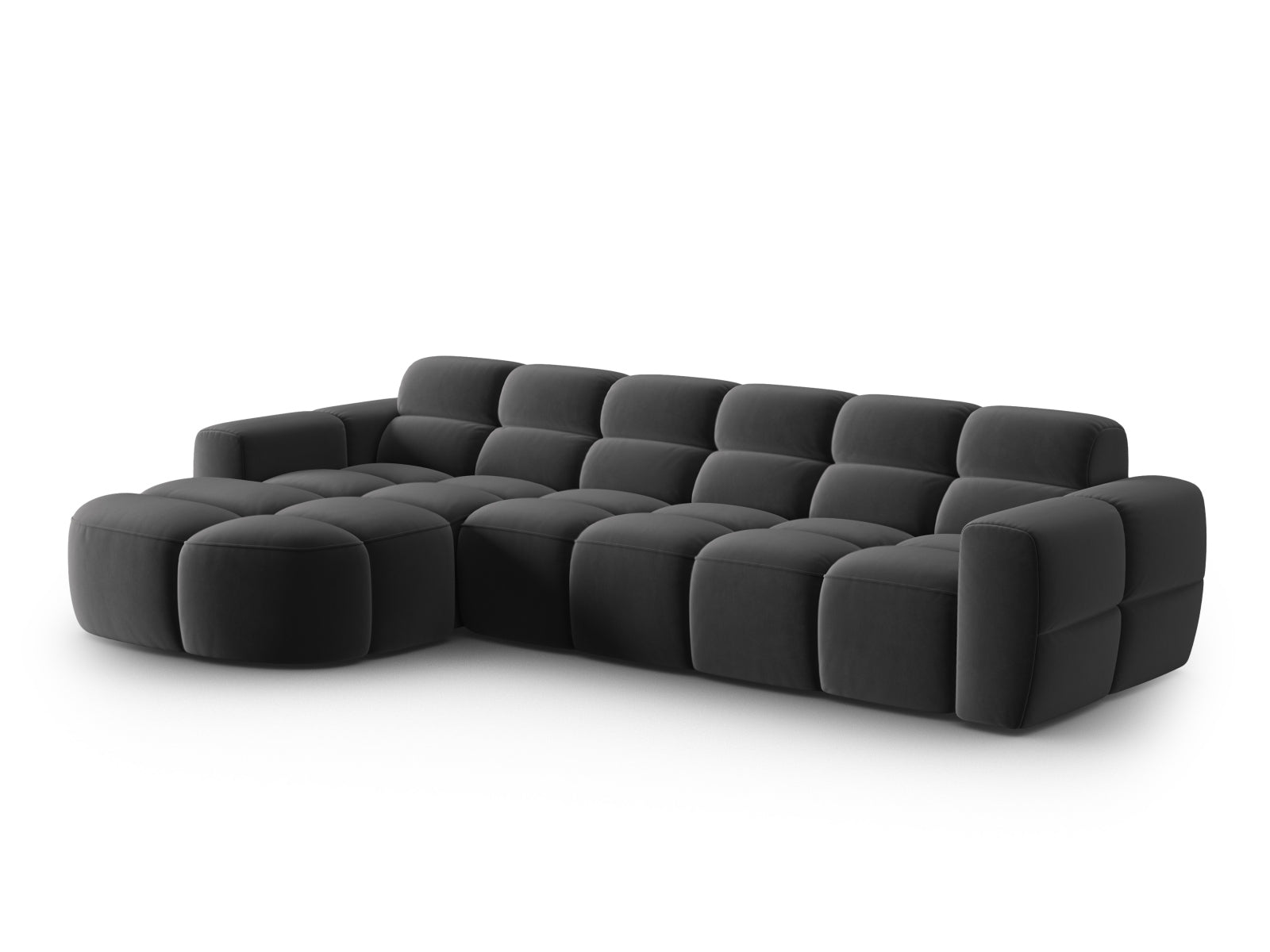 Lisa Velour links Ecksofa 4 Sitzer in Dark Grey präsentiert im Onlineshop von KAQTU Design AG. Ecksofa links ist von Micadoni