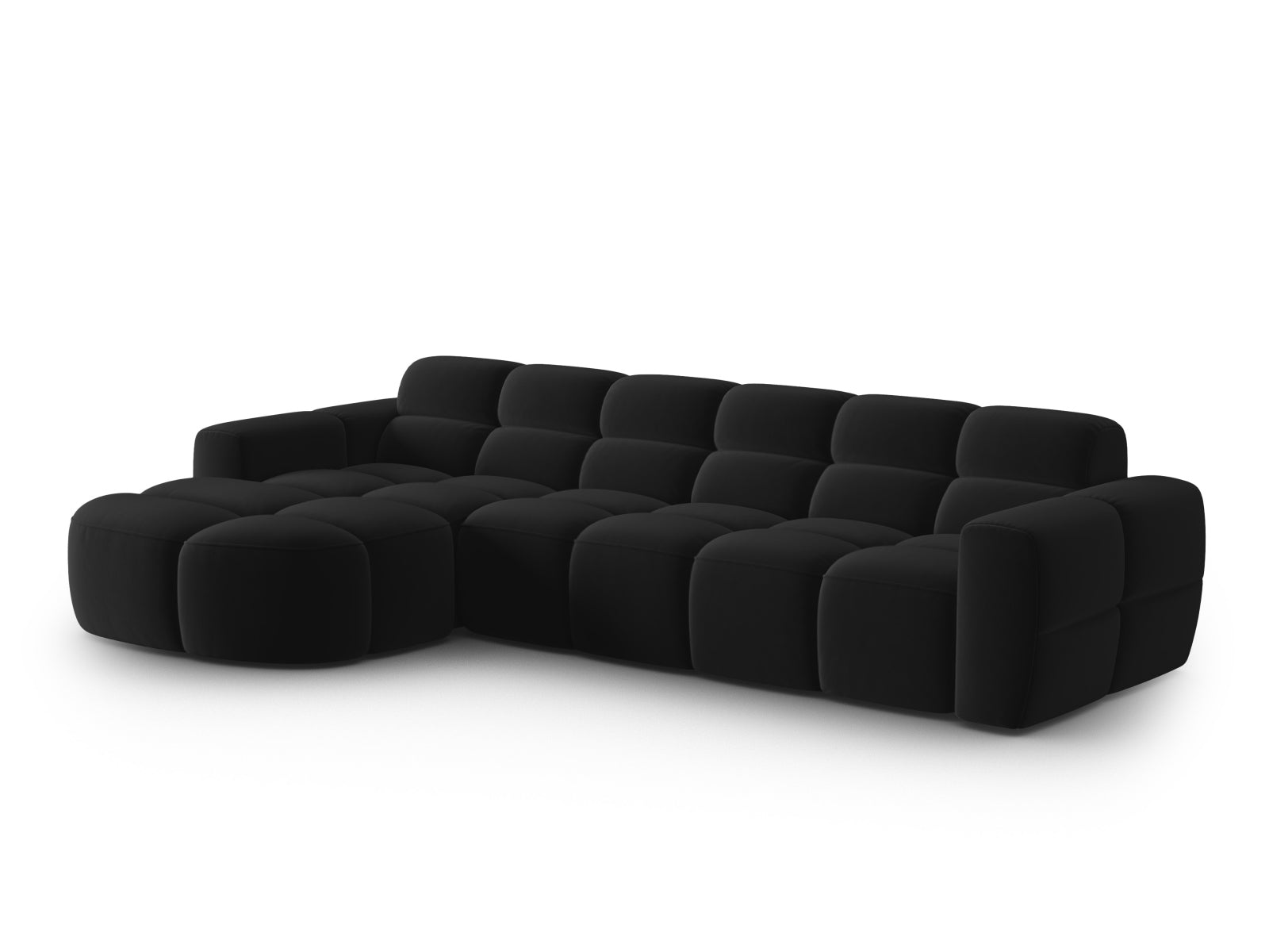 Lisa Velour links Ecksofa 4 Sitzer in Black präsentiert im Onlineshop von KAQTU Design AG. Ecksofa links ist von Micadoni