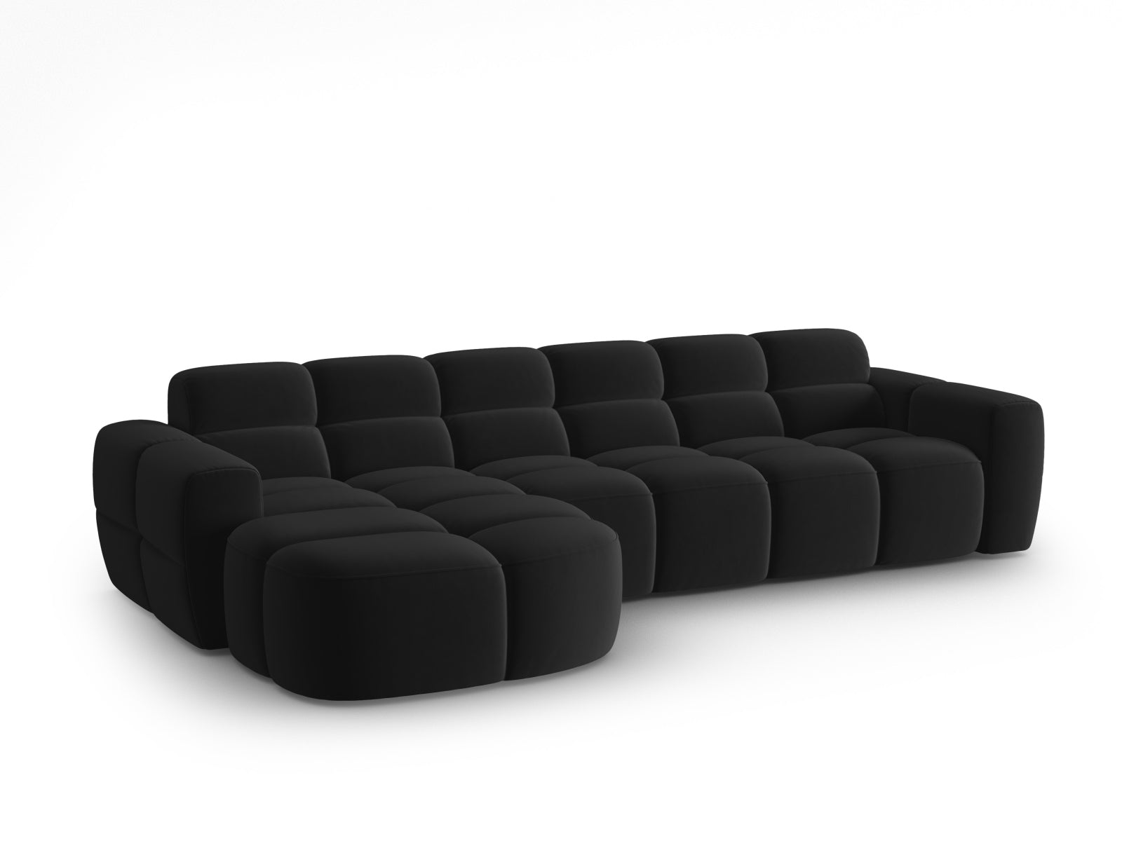 Lisa Velour links Ecksofa 4 Sitzer in Black präsentiert im Onlineshop von KAQTU Design AG. Ecksofa links ist von Micadoni