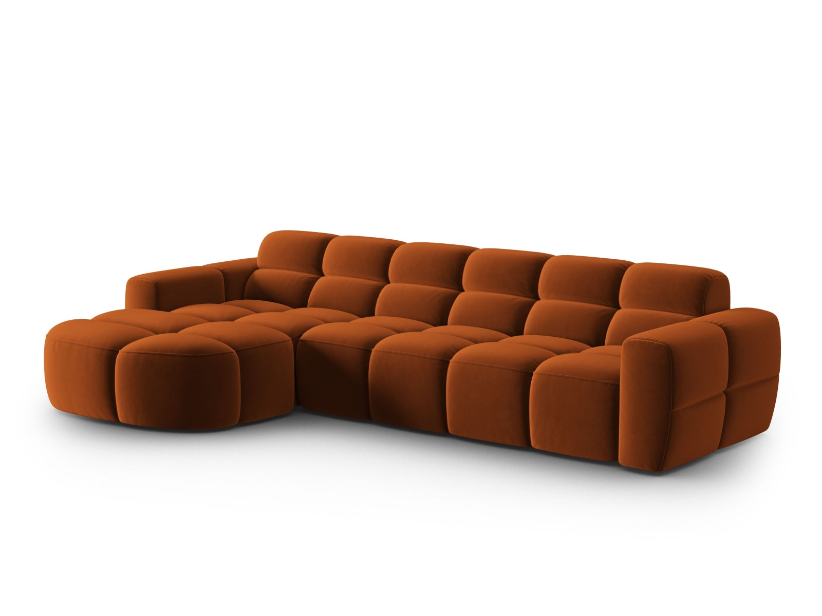 Lisa Velour links Ecksofa 4 Sitzer in Terracotta präsentiert im Onlineshop von KAQTU Design AG. Ecksofa links ist von Micadoni