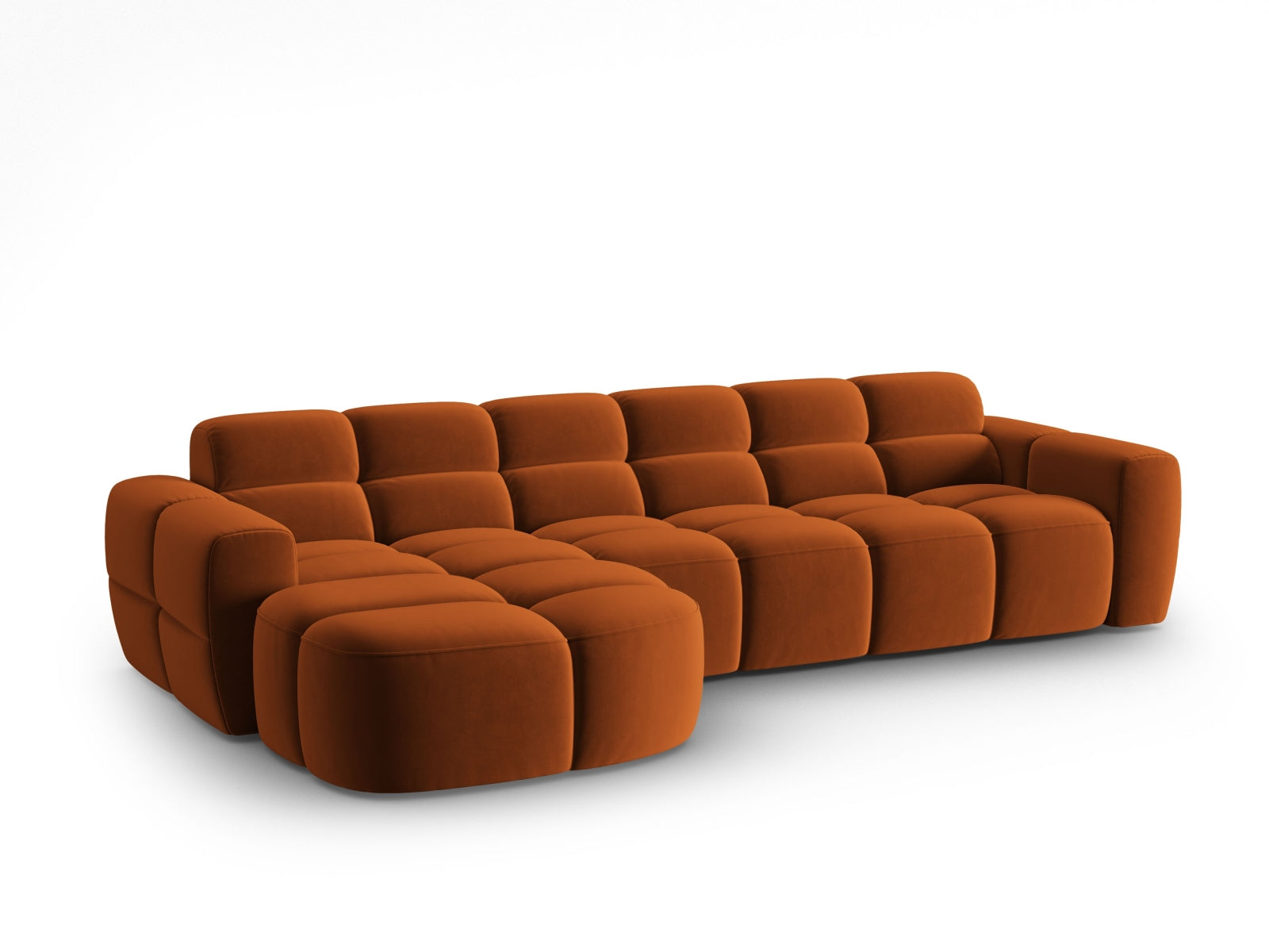 Lisa Velour links Ecksofa 4 Sitzer in Terracotta präsentiert im Onlineshop von KAQTU Design AG. Ecksofa links ist von Micadoni