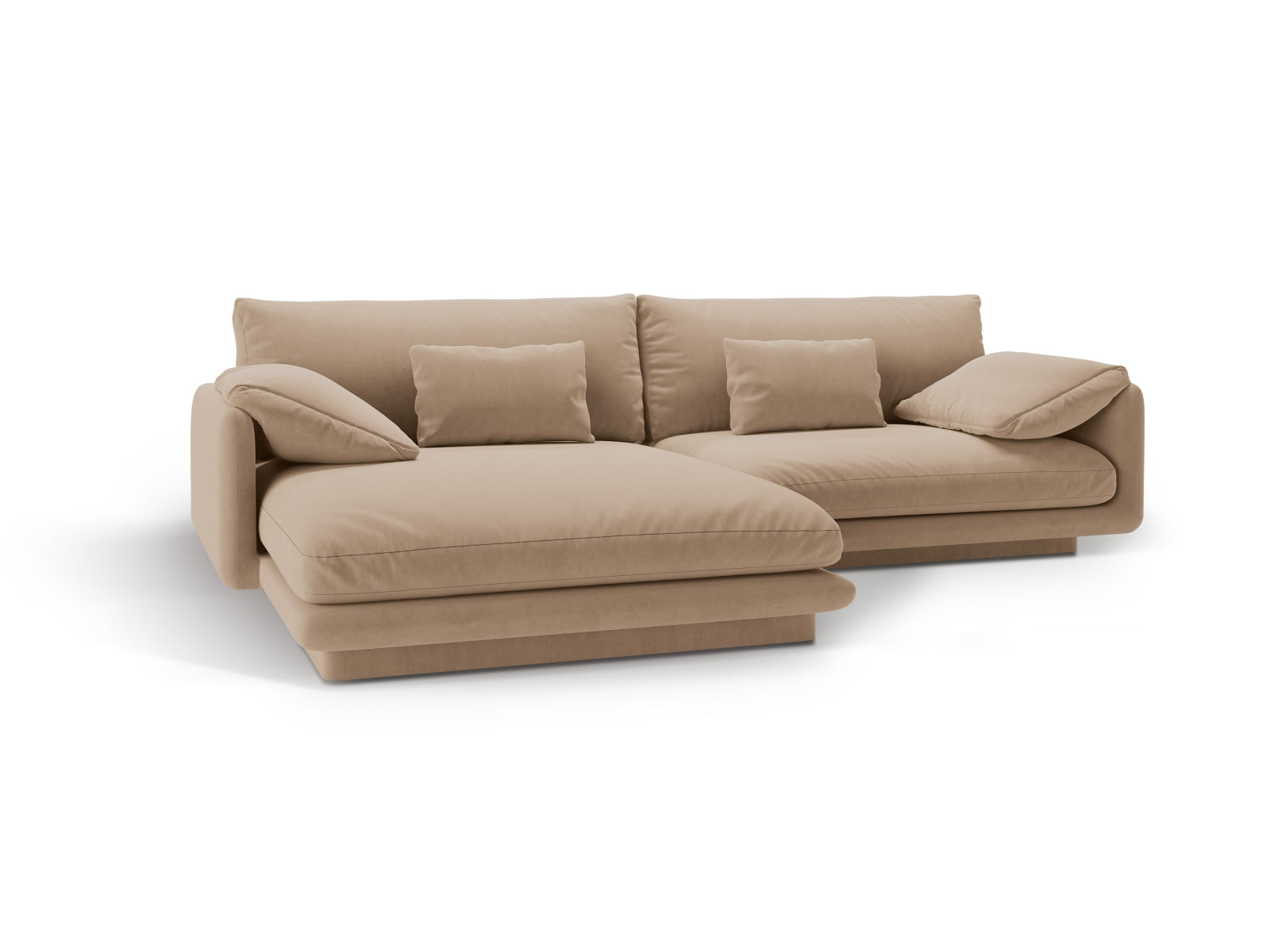Torino Velour links Ecksofa 4 Sitzer in Sand präsentiert im Onlineshop von KAQTU Design AG. Ecksofa links ist von Micadoni
