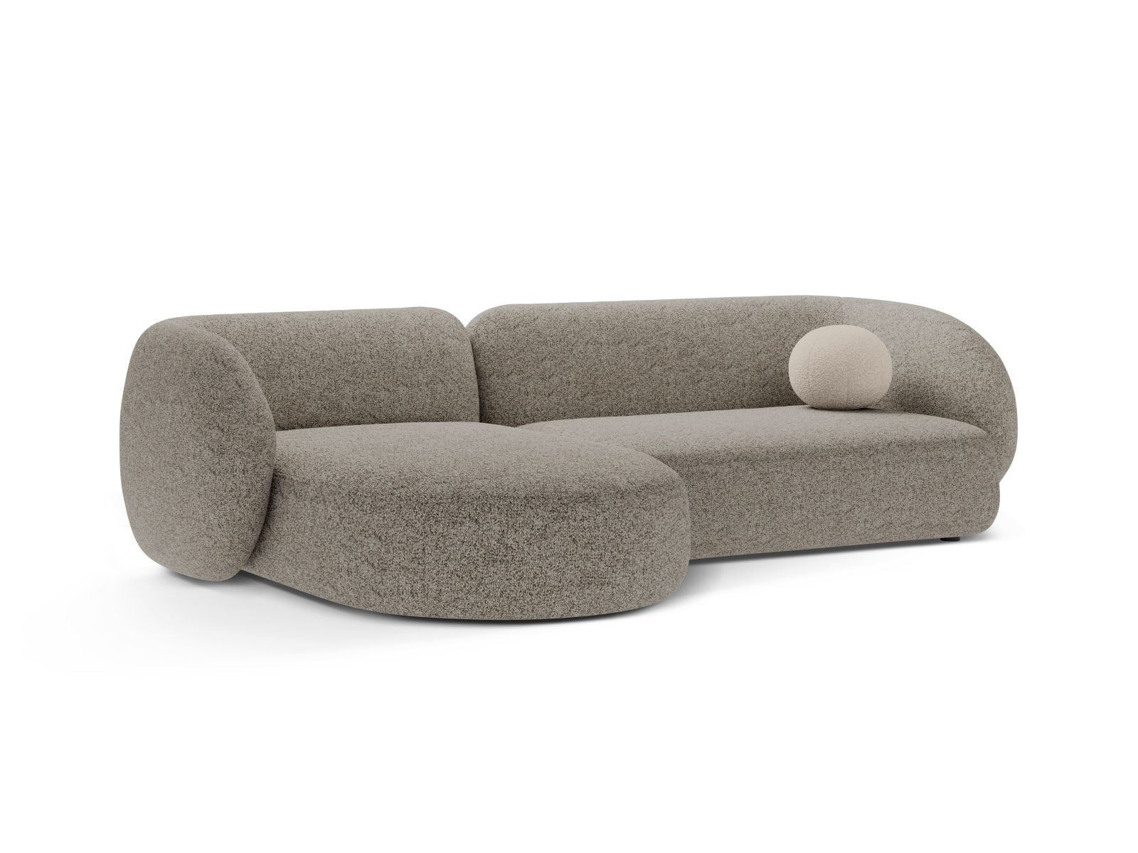 Modulares 3-Sitzer Ecksofa links Kate in stilvollem Beige Melange, ideal für moderne Wohnräume, von Micadoni.