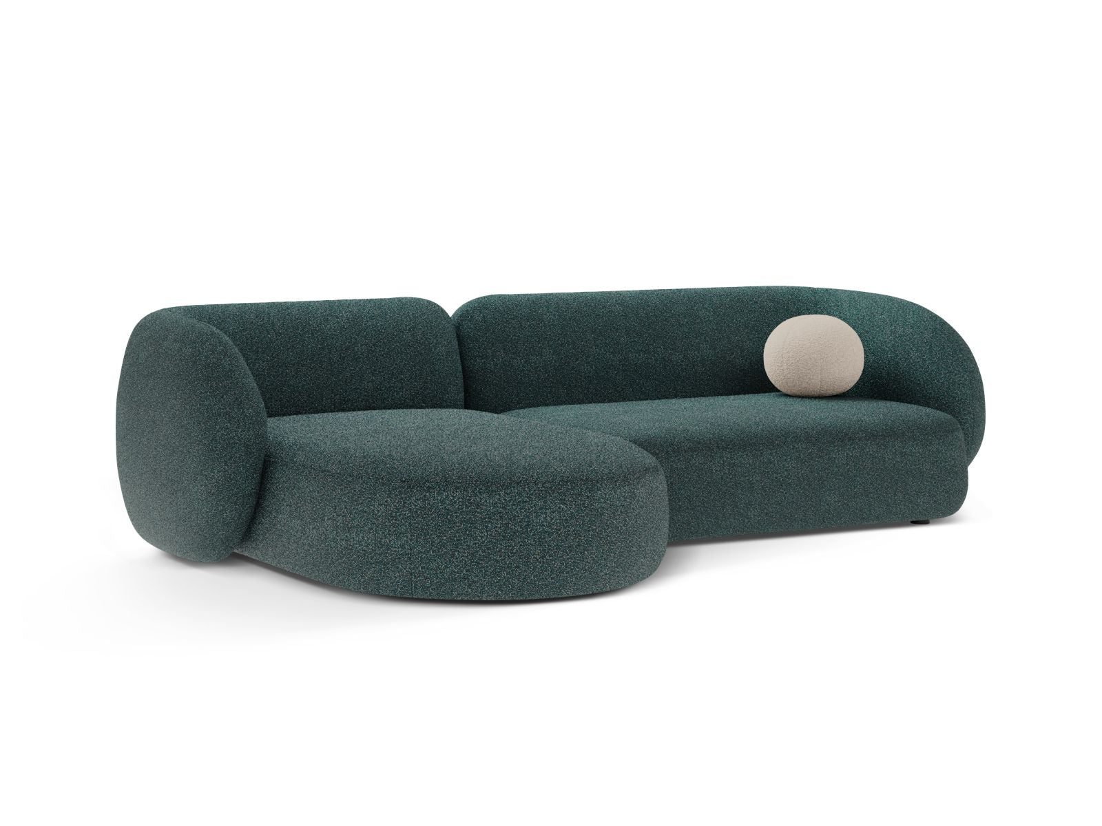 Modulares 3-Sitzer Ecksofa links "Kate" in stilvollem Green Blue Melange, ideal für moderne Wohnräume, von Micadoni.