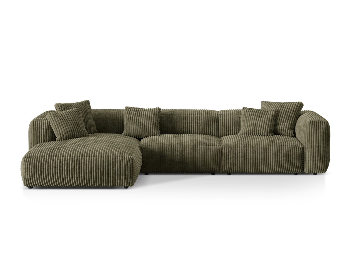 Martina Modulares Ecksofa links 3 Sitzer in Moss Green-Tilia präsentiert im Onlineshop von KAQTU Design AG. L-Sofa links ist von Micadoni