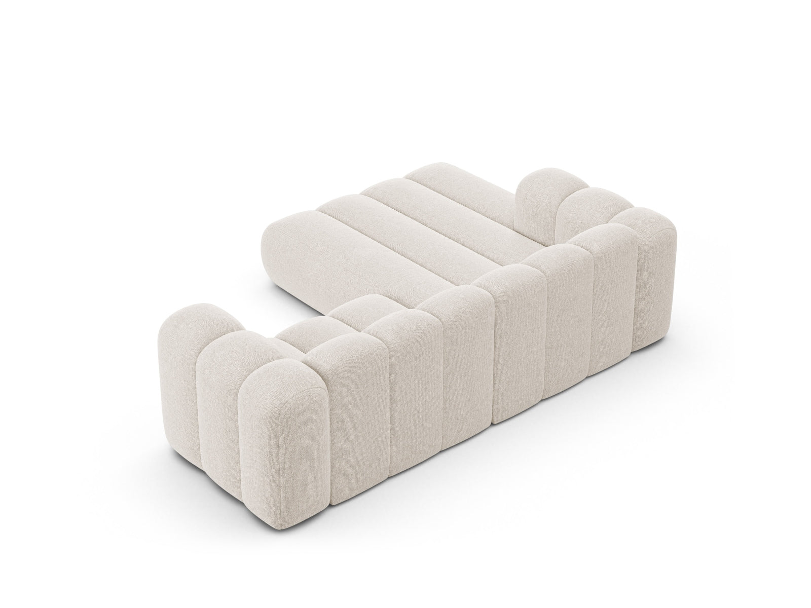 Elegantes, modulares Ecksofa in hellem Beige, 3-Sitzer auf der linken Seite von Micadoni, perfekt für stilvolle Wohnambiente.