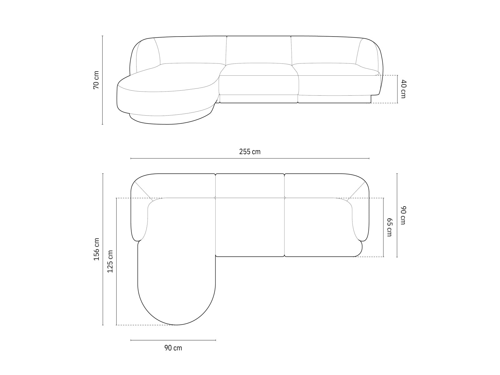 Miley Ecksofa links 4 Sitzer in Ivory präsentiert im Onlineshop von KAQTU Design AG. Ecksofa links ist von Micadoni