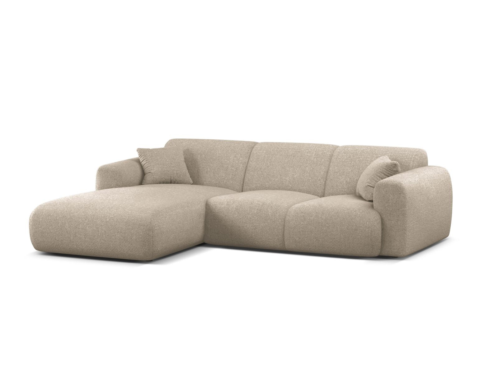 Stylisches 4-Sitzer Ecksofa links Molino in elegantem Dunkelbeige, ideal für moderne Wohnräume und gemütliche Abende.