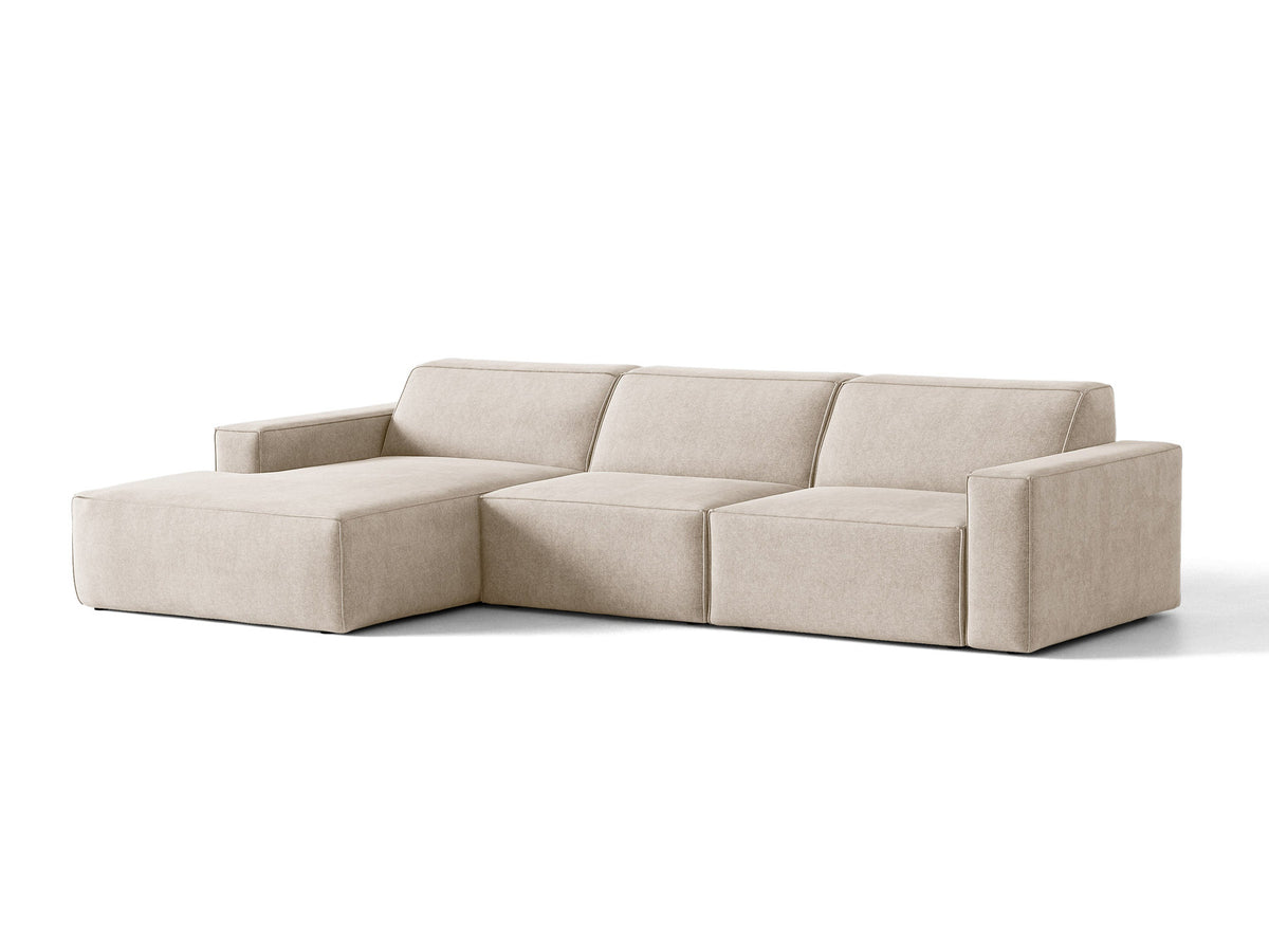 Modulares Ecksofa links Jodie von Micadoni mit Meridienne auf schwarzen Kunststoffbeinen