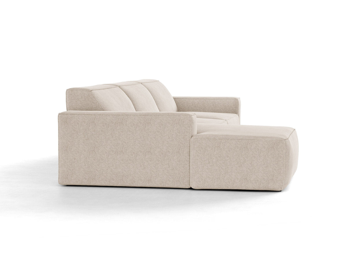 Modulares Ecksofa links Jodie von Micadoni mit Meridienne auf schwarzen Kunststoffbeinen