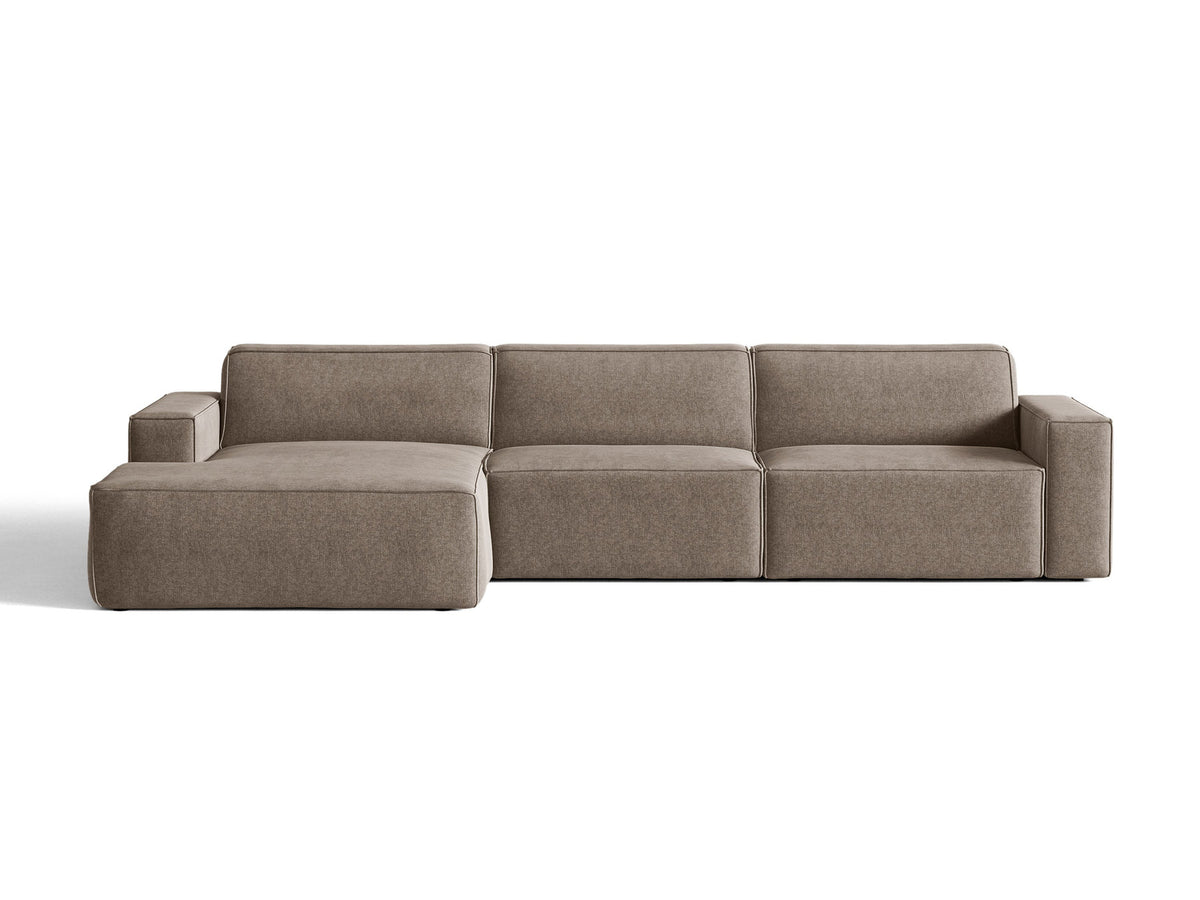 Modulares Ecksofa links Jodie von Micadoni mit Meridienne auf schwarzen Kunststoffbeinen