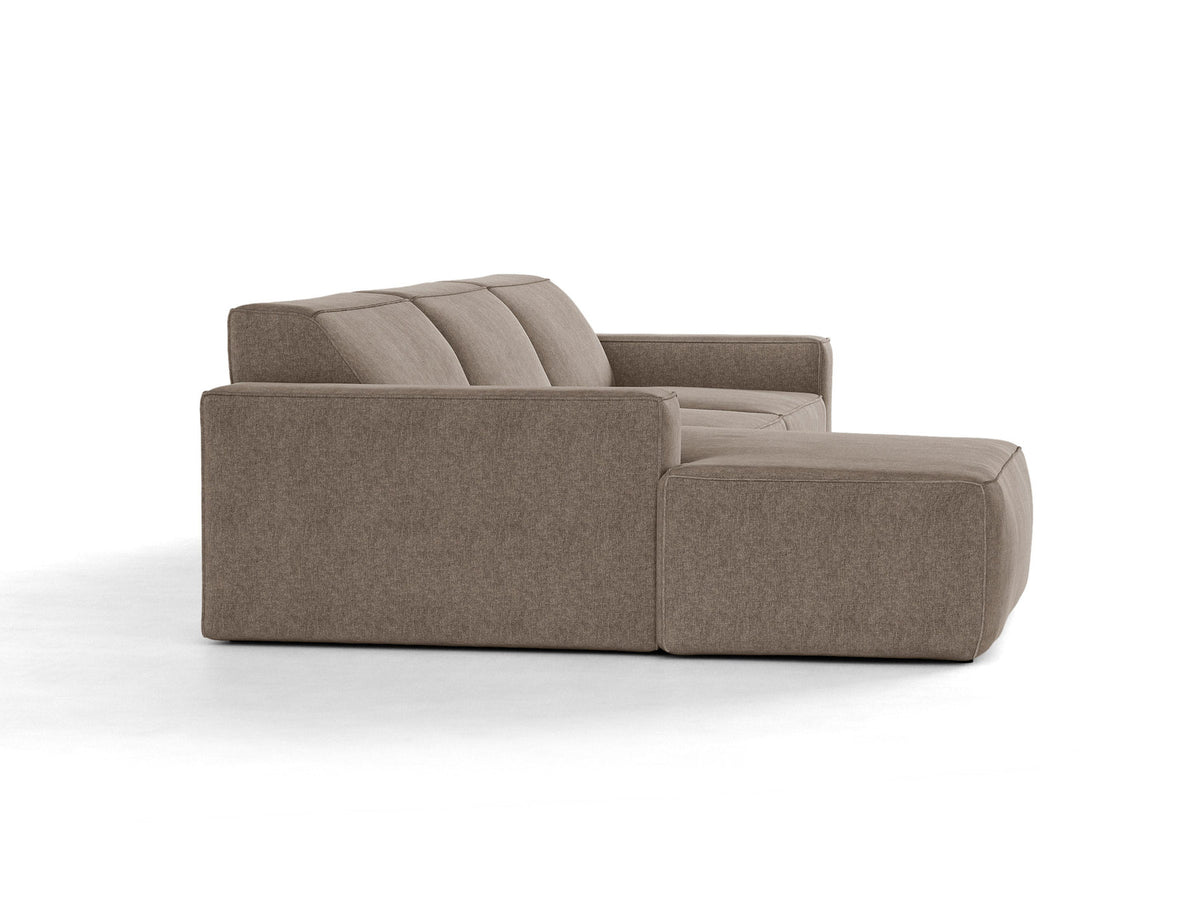 Modulares Ecksofa links Jodie von Micadoni mit Meridienne auf schwarzen Kunststoffbeinen